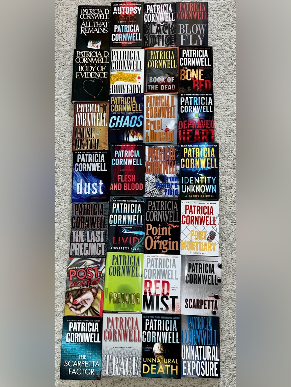 28 Patricia Cornwell Hardcover Books - $5/each or $130/all - EXCELLENT COND.